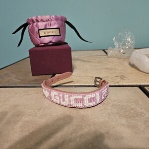 Gucci Pink and White Beaded Bracelet